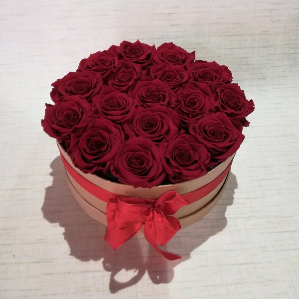 B1  Rosenbox aus  ca 16-18  gefriergetrockneten roten  Rosen Bild 1